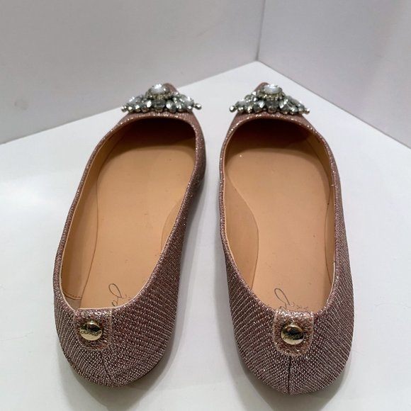Jewel Badgley Mischka Pink & Silver Pointy Toe Flats with Gem Embellishment Sz.8 - Picture 6 of 11